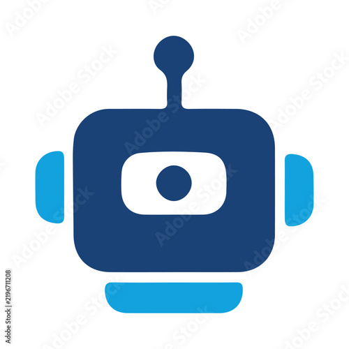 Cute robot head avatar icon for technology