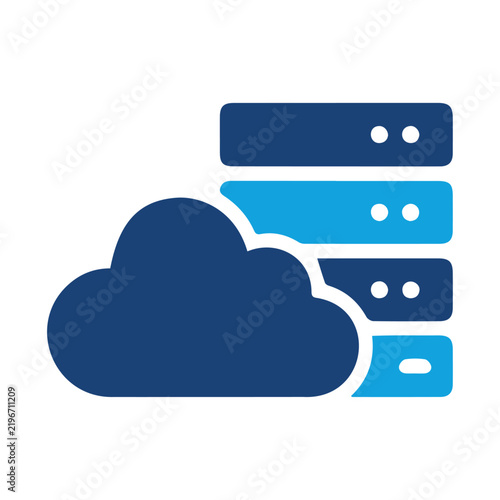Cloud computing storage icon for tech system server network