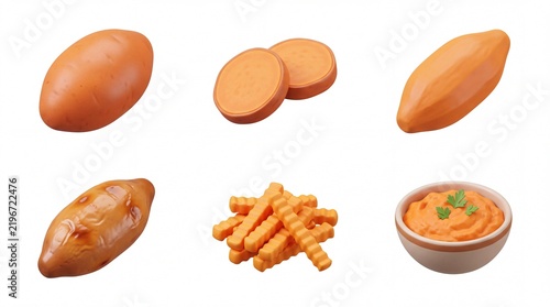 Sweet Potatoes and Carrot Chips with Creamy Dip in White Bowl on White Background