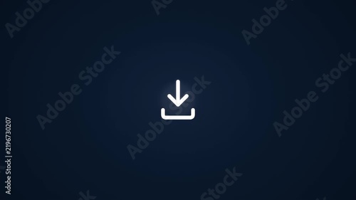 Minimalist White Download Icon Centered on a Deep Dark Blue Gradient Background for Digital Interface Design and User Experience Projects