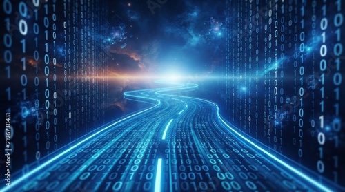 Obraz na płótnie Digital Binary Highway Futuristic Tech Pathway