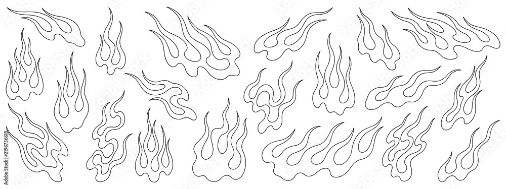 Fototapeta premium Japanese style fire illustrations isolated on a transparent background