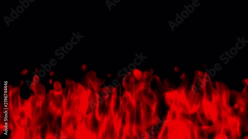 Red Flame Fire Burning Motion Animation Isolated on Black Background