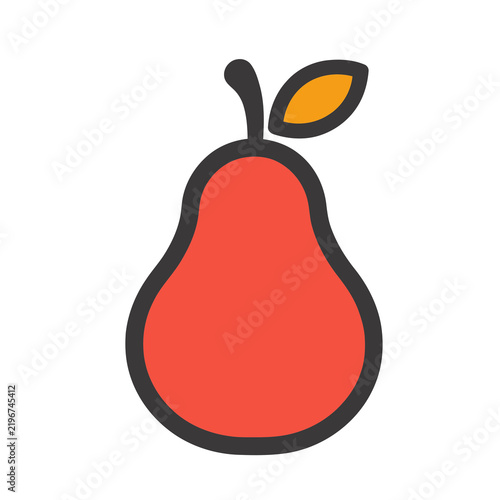 Red pear icon with leaf