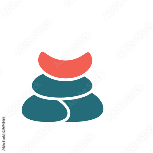 Stack of stones with red curved element