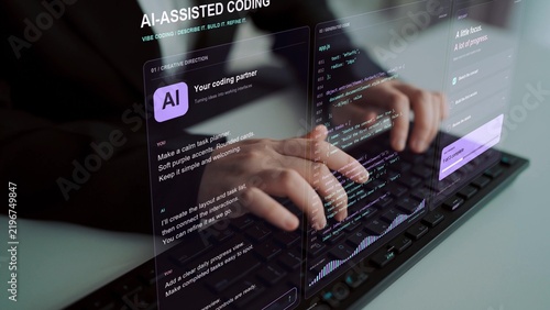 Quadro su tela A person types on a keyboard