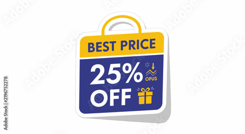Promotional discount sale tag graphic best price twenty five percent off
