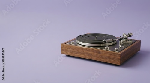 Vintage Record Player Isolated on a Solid Color Background