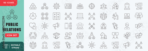 Public Relations icon set. Editable line icons. Vector file illustration.