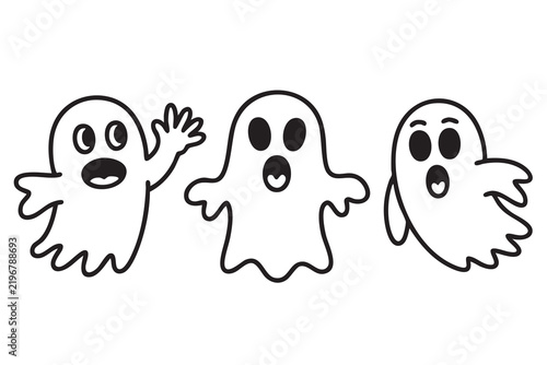 Cute Spooky Ghost Icons, Halloween Phantom Illustrations for Party Decor, Social Media Graphics, Stickers, and Print Design
