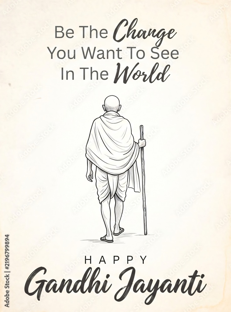 Fototapeta premium 2 october gandhi jayanti celebrating Mahatma Gandhi illustration with inspirational quote for Gandhi Jayanti celebration poster design