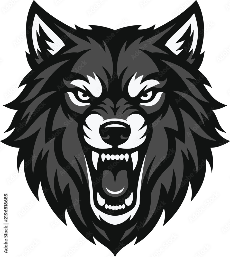 Obraz premium Snarling Wolf Head Logo