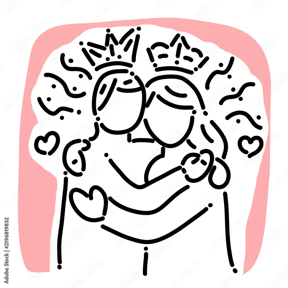Fototapeta premium A simple line-art illustration themed around mental health, conveying the meaning of mutual compassion among people.