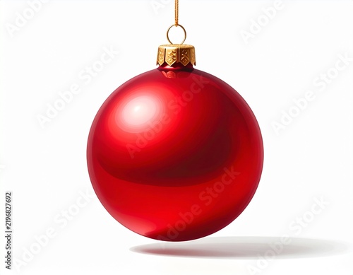 Christmas red ball ornament and ribbon, floating naturally 