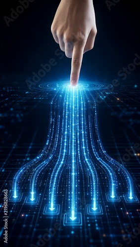 hand pointing digital data