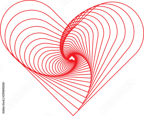 Gold spiral heart sculpture flat vector line art illustration 