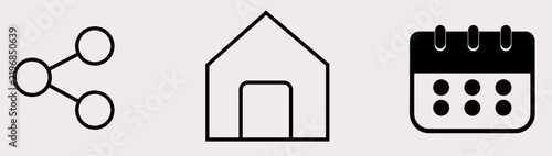 Share Home and Calendar Outline Icons Set