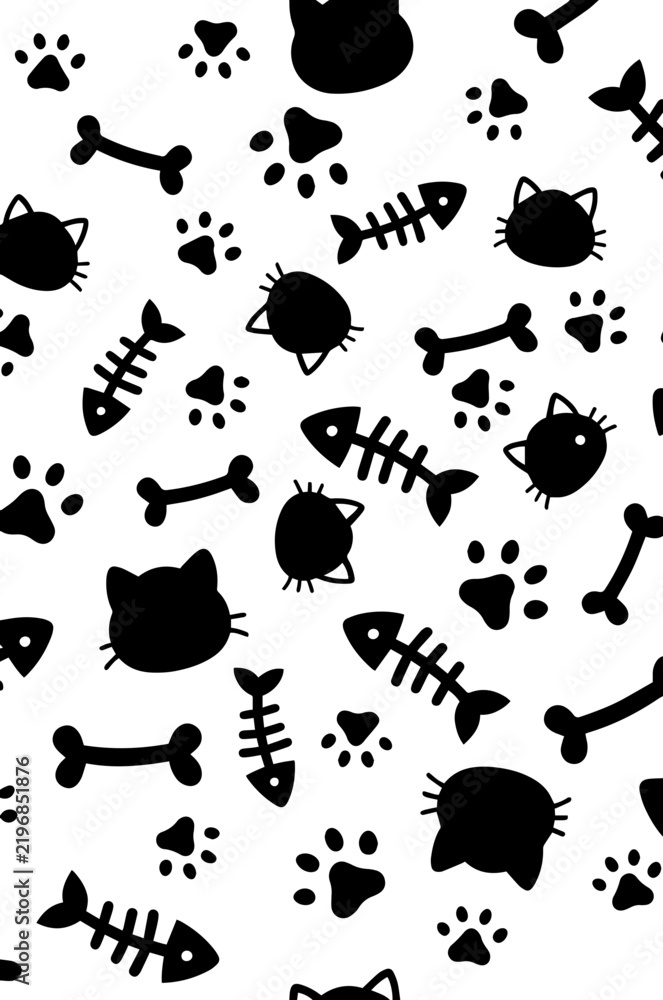 Obraz premium Seamless Pet Animal Pattern Collection with Cats, Dogs and Pet Icons