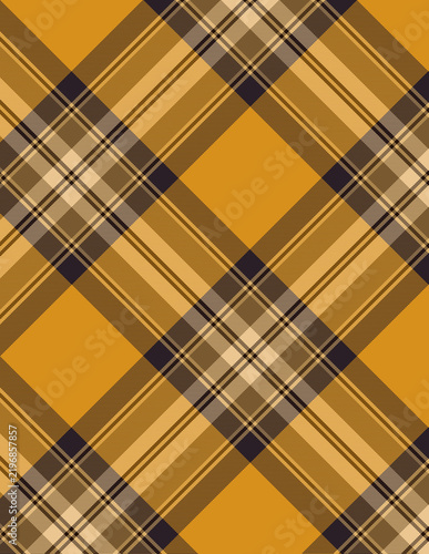 Diagonal yellow plaid tartan pattern background texture.