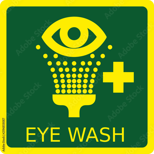 Floor Sign Eye Wash Station - Keep Area Clear. Square