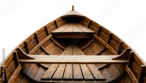 Картината върху платно Wooden rowboat interior with weathered planks, isolated on transparent backgroun