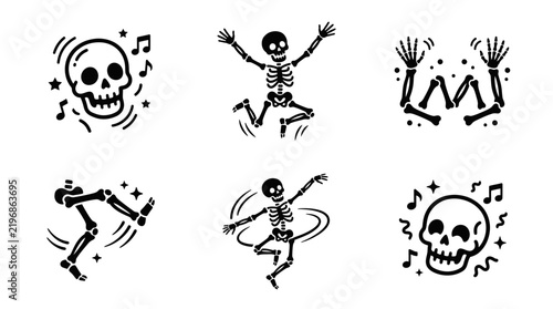 Dancing halloween skeleton graphic design and isolated skull vector