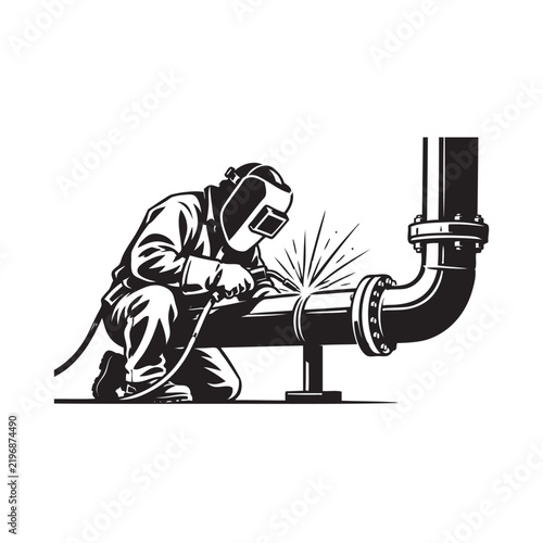 a welder is welding a pipe