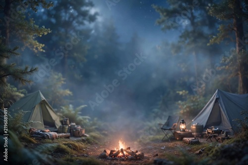 camp fire in the forest