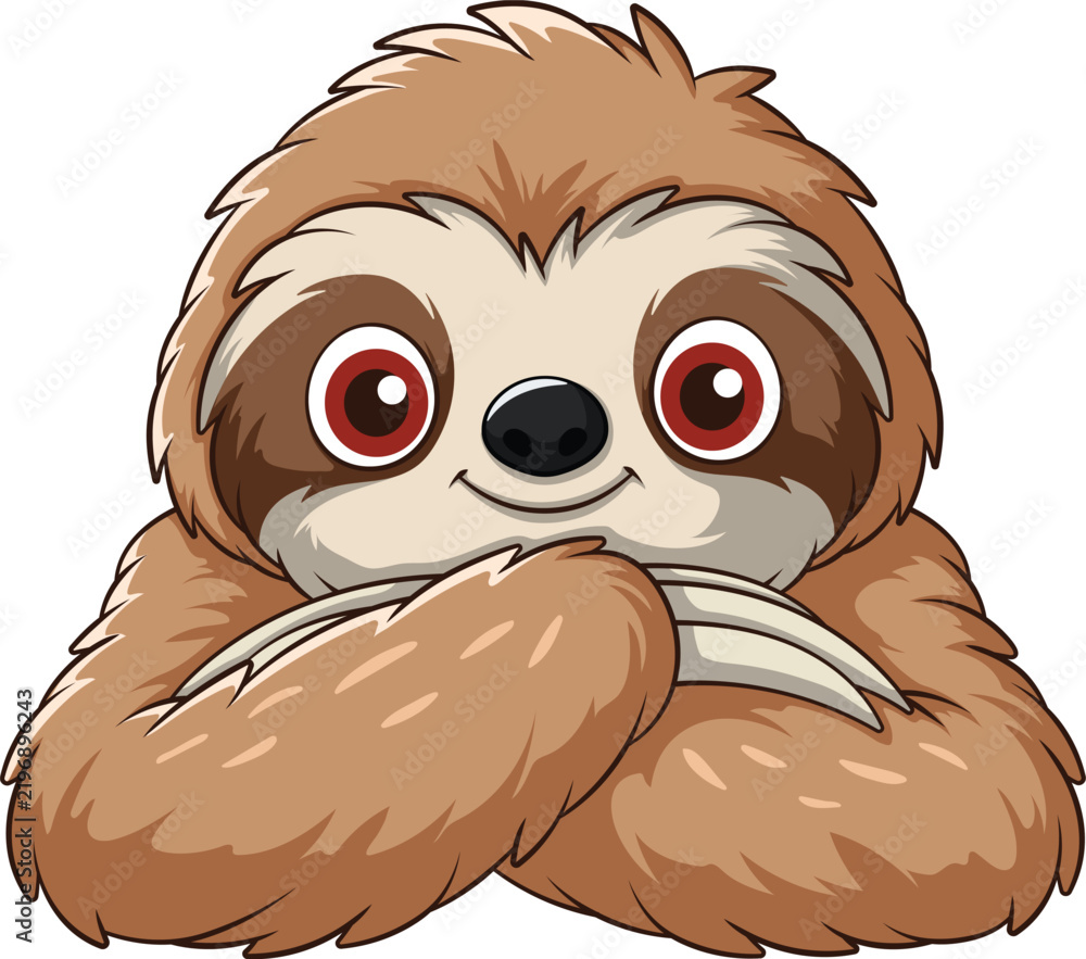 Obraz premium Cute Cartoon Sloth Character Thinking