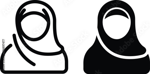 Bild auf Leinwand Set of two simple vector icons representing a woman wearing a traditional hijab
