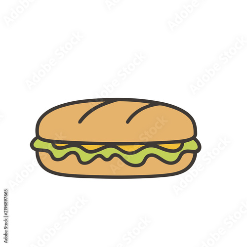 Cartoon sandwich with lettuce and cheese