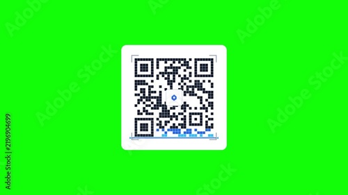 Digital QR Code Scanner Motion Animation on Green Screen