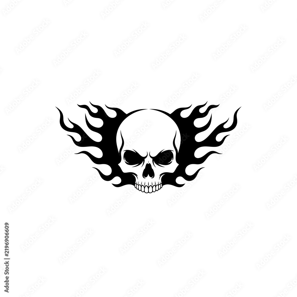 Fototapeta premium Flames Skull Silhouette - Fire and Death Symbol