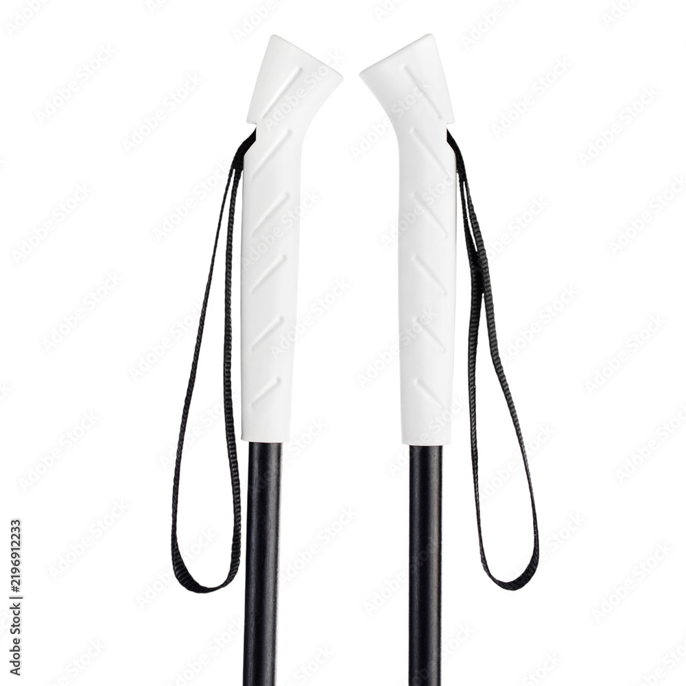 Fototapeta premium Black snow ski poles with white plastic handles