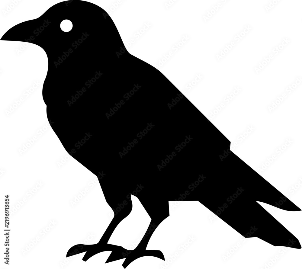 Obraz premium Halloween raven silhouette illustration featuring a spooky black crow bird design for mysterious seasonal autumn graphic projects