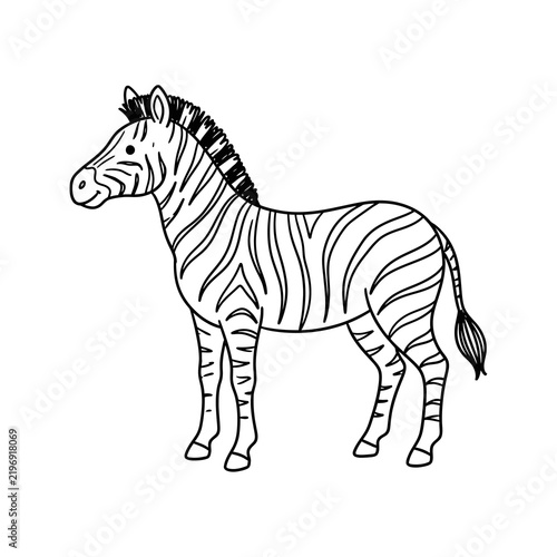 Canvastavla Black line art zebra illustration on transparent background suitable for educational coloring books children animal learning materials and wilderness decor themes