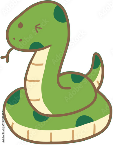 Cute green snake character 