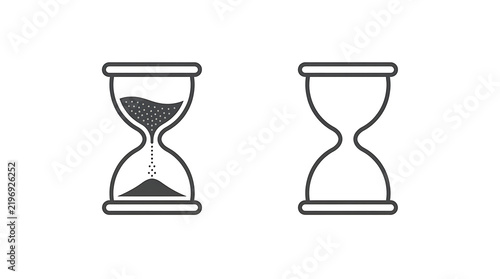 Hourglass with sand running and empty hourglass