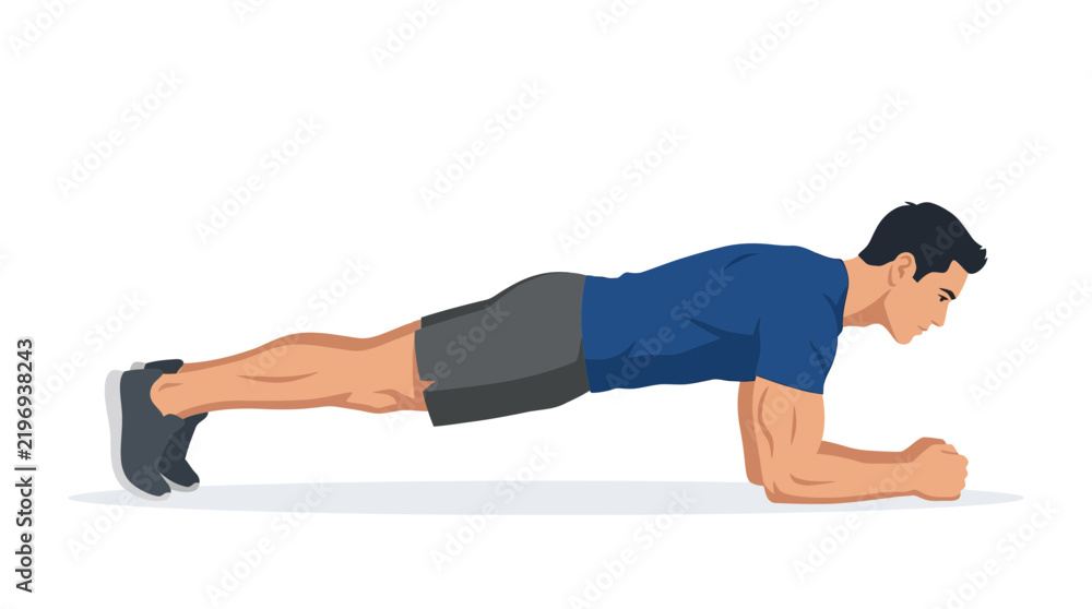 Fototapeta premium Man doing a plank exercise, isolated on transparent background