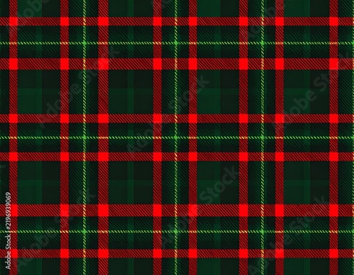 Seamless pattern traditional red and green plaid fabric pattern