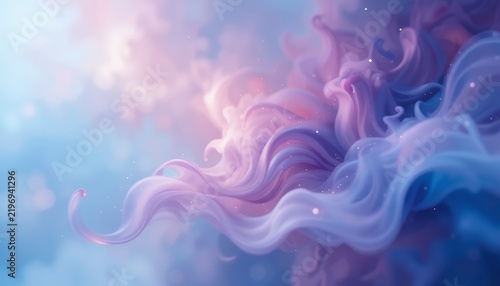 Abstract pastel smoke swirls in blue, pink and purple