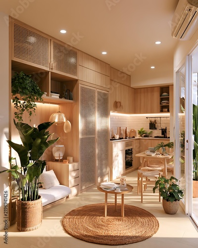 Modern compact Asian condominium interior designed for efficient urban living Small Asian Condo