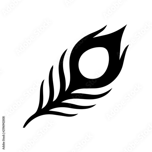 Peacock feather silhouette vector icon