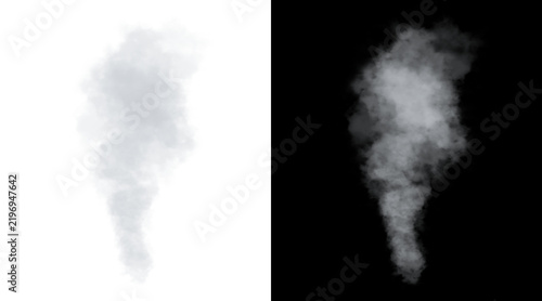 Cuadro en lienzo Atmospheric white smoke plume on black and white backgrounds, realistic steam va