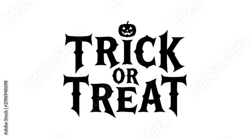 Halloween themed vector illustration with trick or treat text and pumpkin icon
