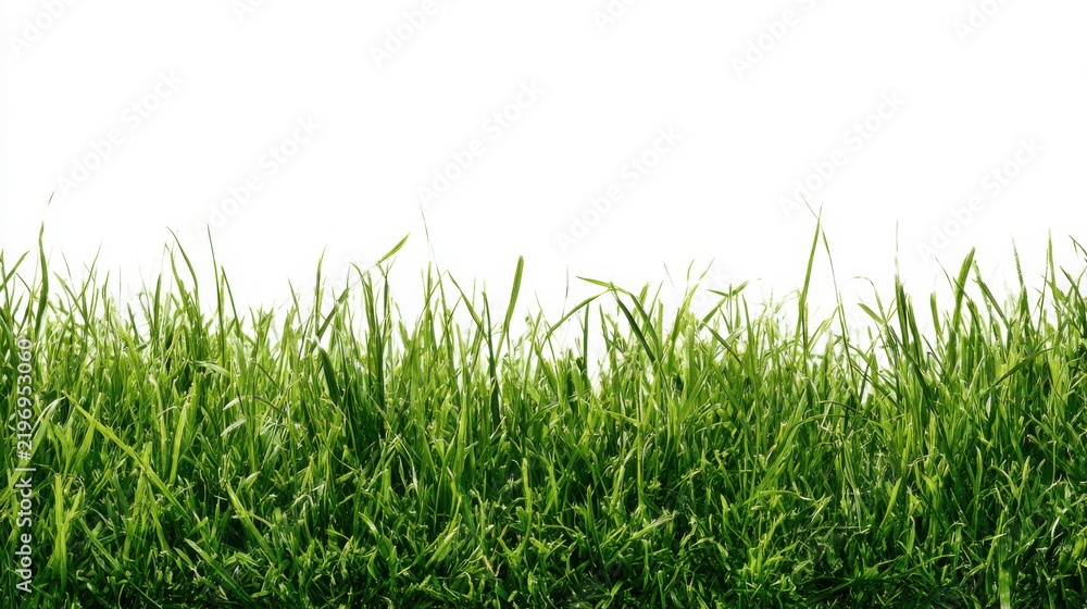 Fototapeta premium Fresh Green Grass Isolated on White Background
