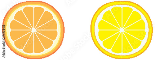 Fresh Orange and Lemon Slices Vector Illustration