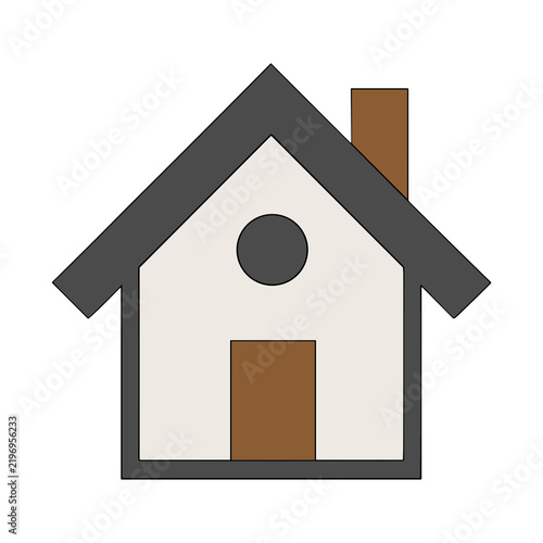 Simple house icon with door, window, and chimney