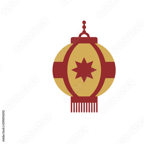 Red and gold lantern with star and fringe