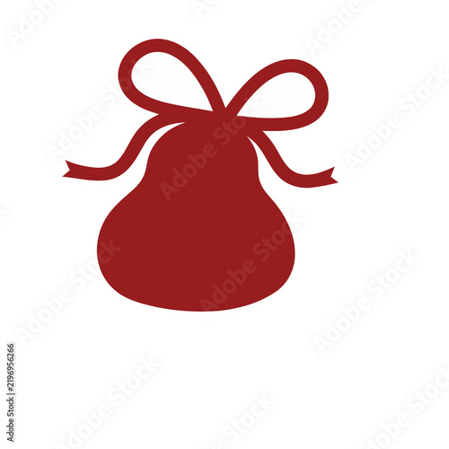 Red bell with ribbon and bow isolated on transparent background